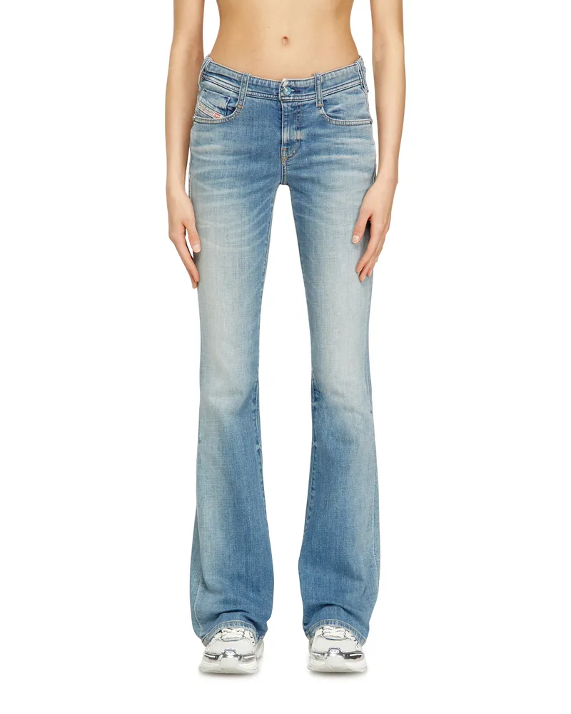 Diesel Bootcut Jeans Low Waist 1969 D-Ebbey, Hellblau, Reißverschluss Blau