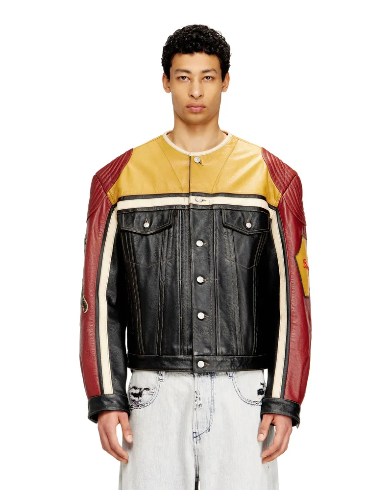 Diesel Lederjacke mit Patch-Details - Lederjacken - Unisex - Bunt Bunt