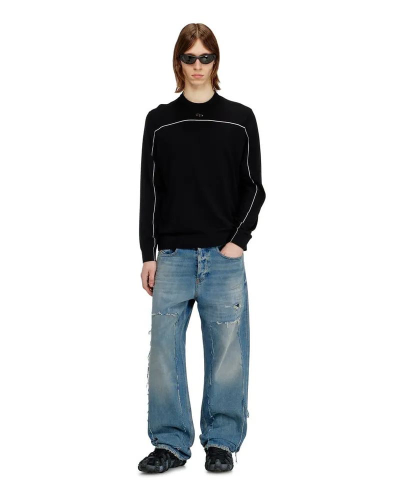 Diesel Pullover aus Seidenmischung mit Paspelierung - Strickwaren - Herren - Schwarz Schwarz