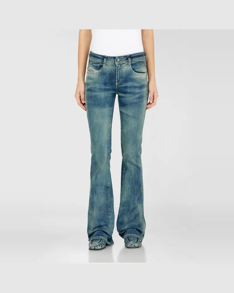 Diesel Bootcut Jeans Low Waist 1969 D-Ebbey, Mittelblau, Reißverschluss Blau