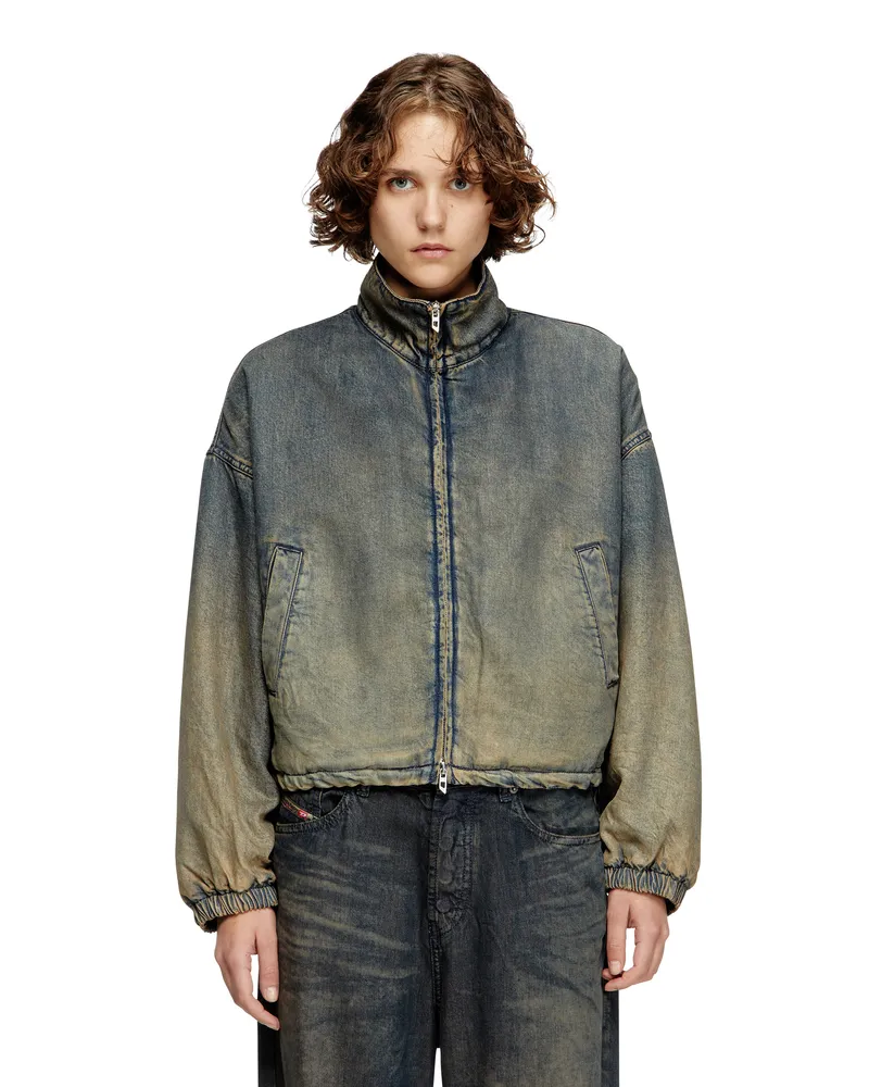 Diesel Jacke mit Reißverschluss aus nuanciert fließendem Denim - Denim jacken - Damen - Blau Blau