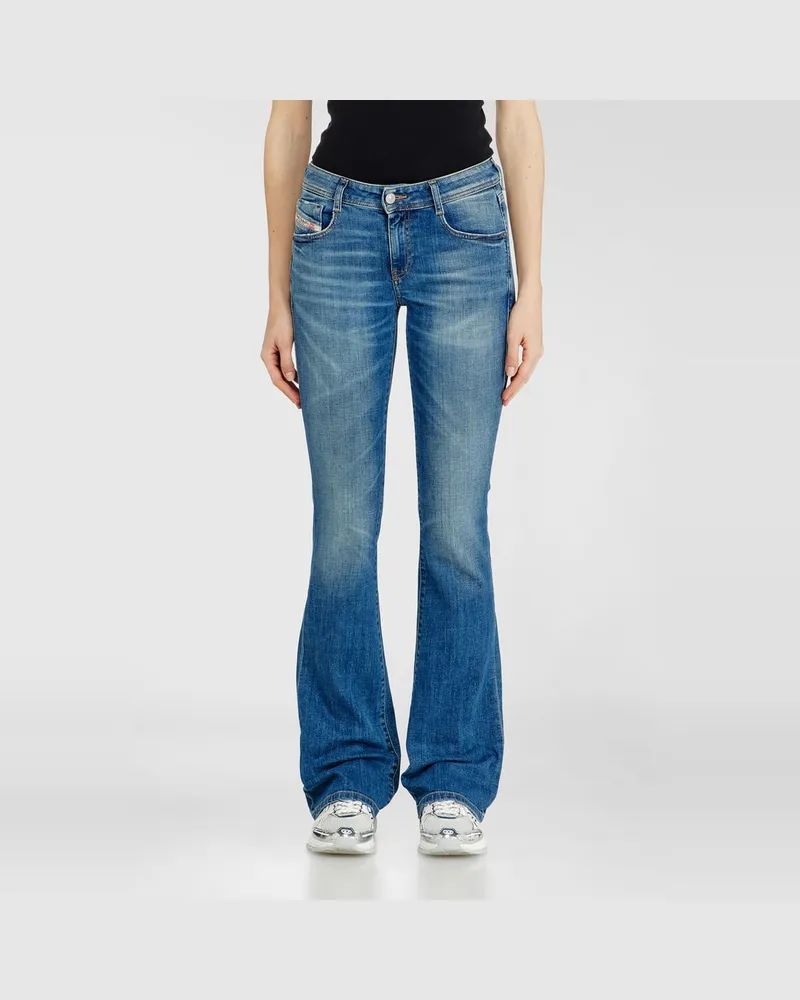 Diesel Bootcut Jeans Low Waist 1969 D-Ebbey, Mittelblau, Reißverschluss Blau