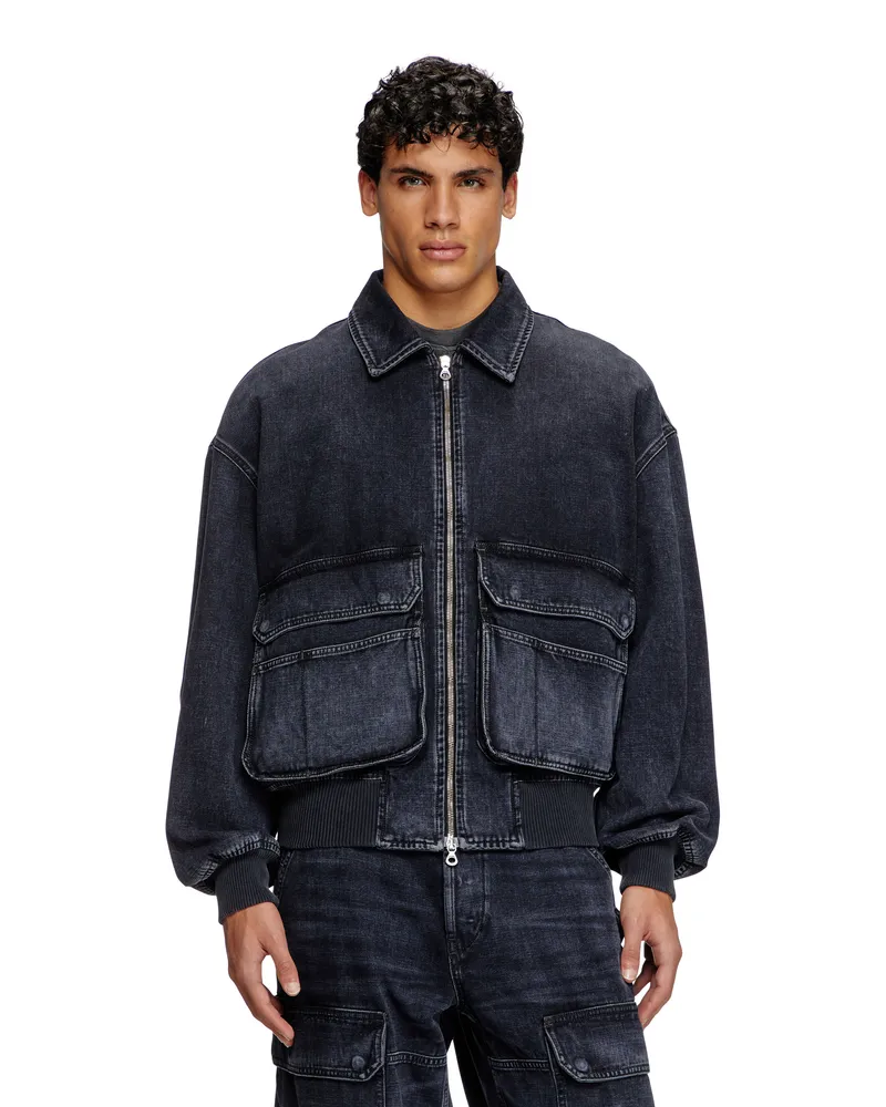 Diesel Jacke aus Denim in Köperbindung - Denim jacken - Unisex - Schwarz Schwarz