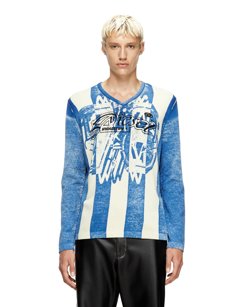 Diesel Gestreifter Pullover mit Innen-Print - Strickwaren - Unisex - Bunt Bunt