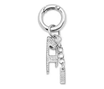 Metallschlüsselanhänger mit D-Anhänger aus Strass - Charms und Schlüsselanhänger - Unisex - Silber