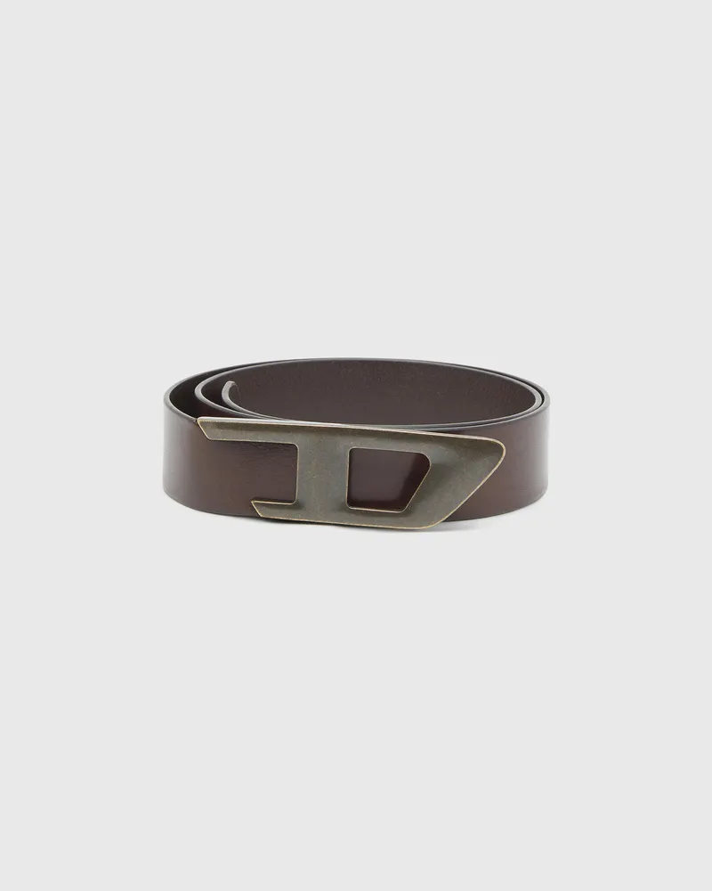 Diesel 4 cm Ledergürtel mit Metallschnalle in D-Form - Gürtel - Unisex - Braun Braun
