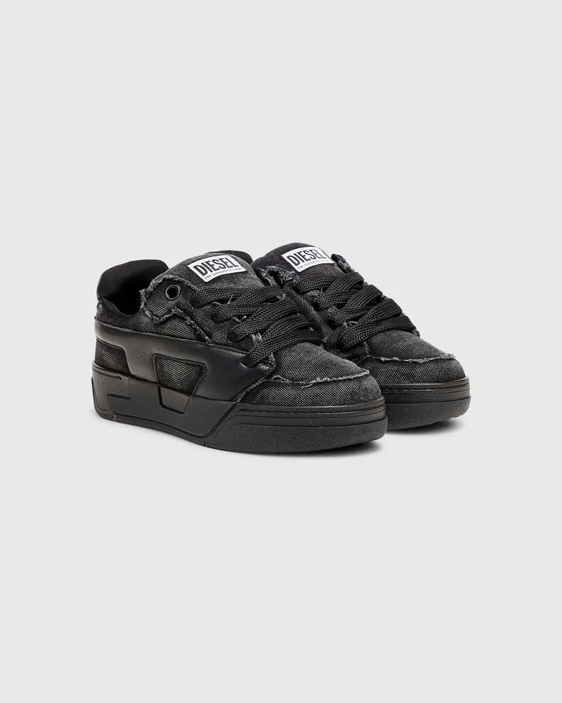 Diesel S-D-Ollie - Sneakers aus ausgefranstem denim und Leder - Sneakers - Herren - Schwarz Schwarz