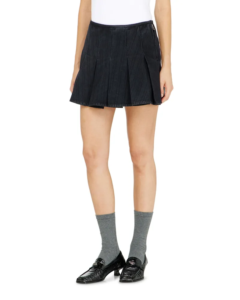 Diesel Faltenrock-Shorts aus Nadelstreifen-Denim - Kurze Hosen - Damen - Schwarz Schwarz