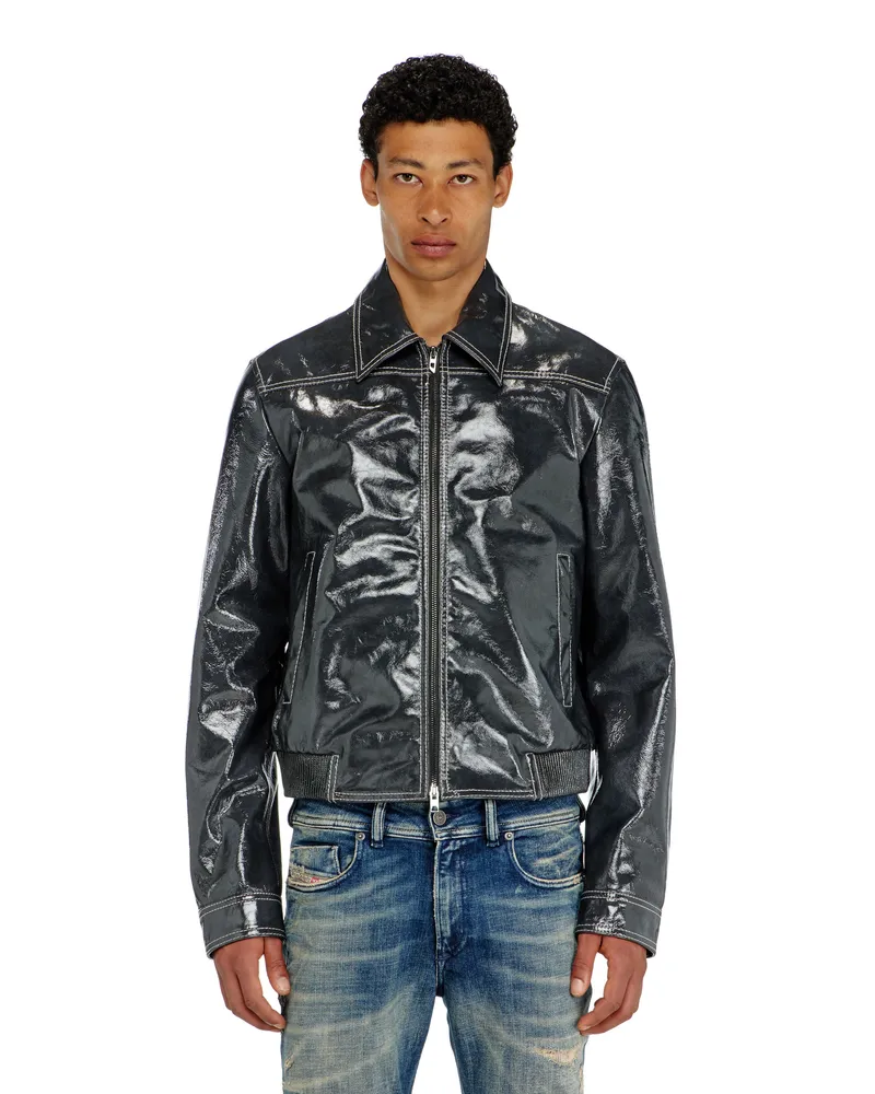 Diesel Patent-leather jacket - Lederjacken - Herren - Grau Grau