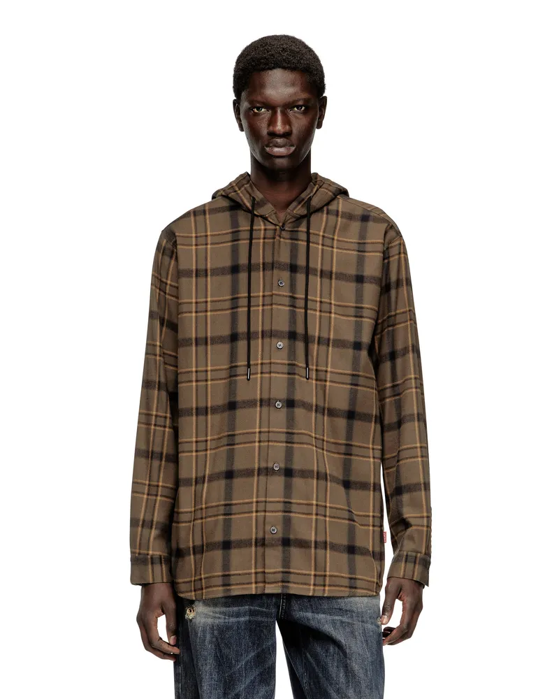 Diesel Kapuzenshirt aus kariertem Flanell mit Logo - Hemden - Herren - Bunt Bunt