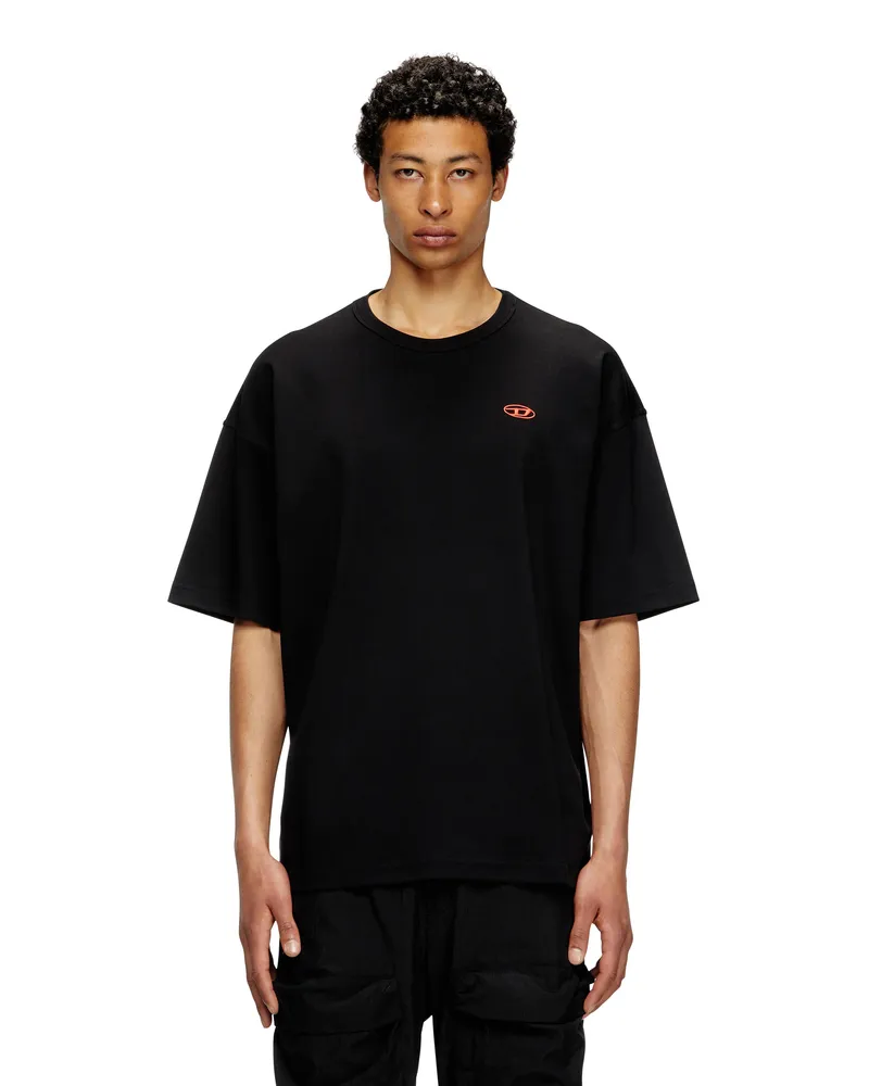 Diesel T-Shirt mit rotem Oval D - T-Shirts - Herren - Schwarz Schwarz