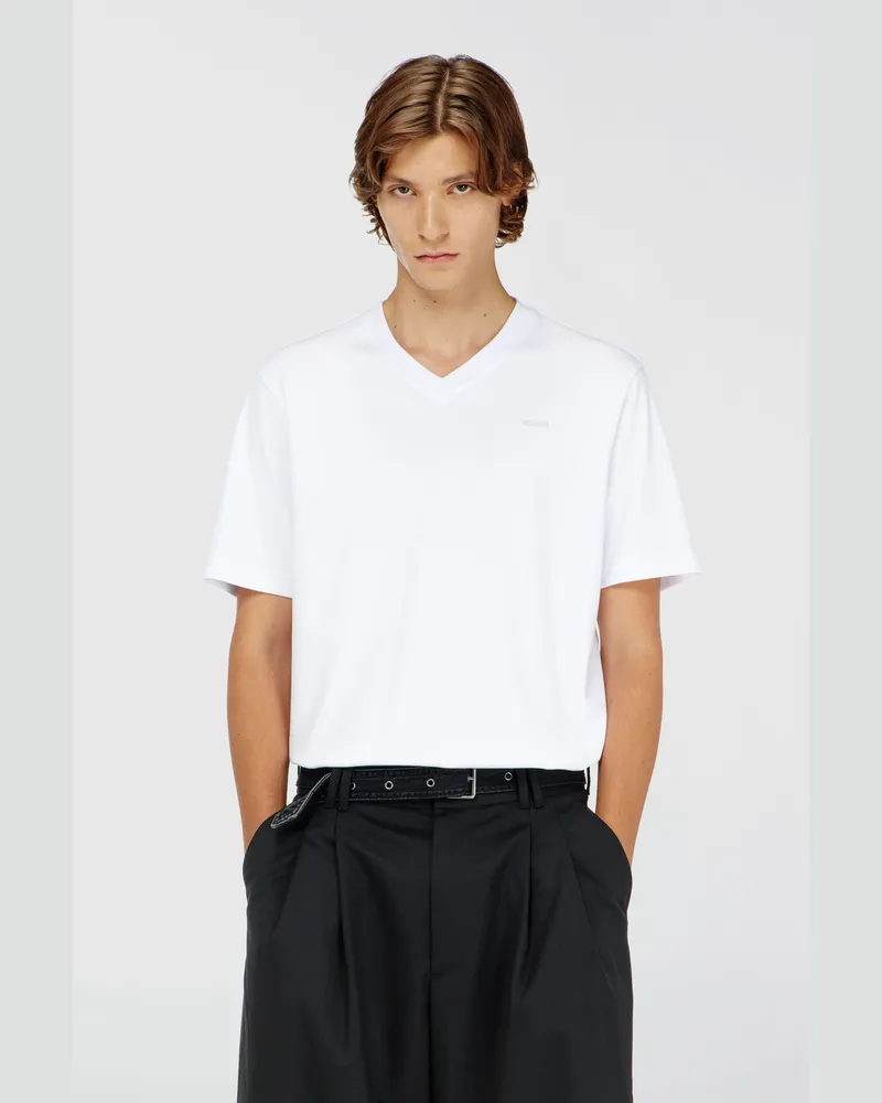 Diesel T-Shirt mit V-Ausschnitt und Mikro-Logo-Stickerei - T-Shirts - Herren 