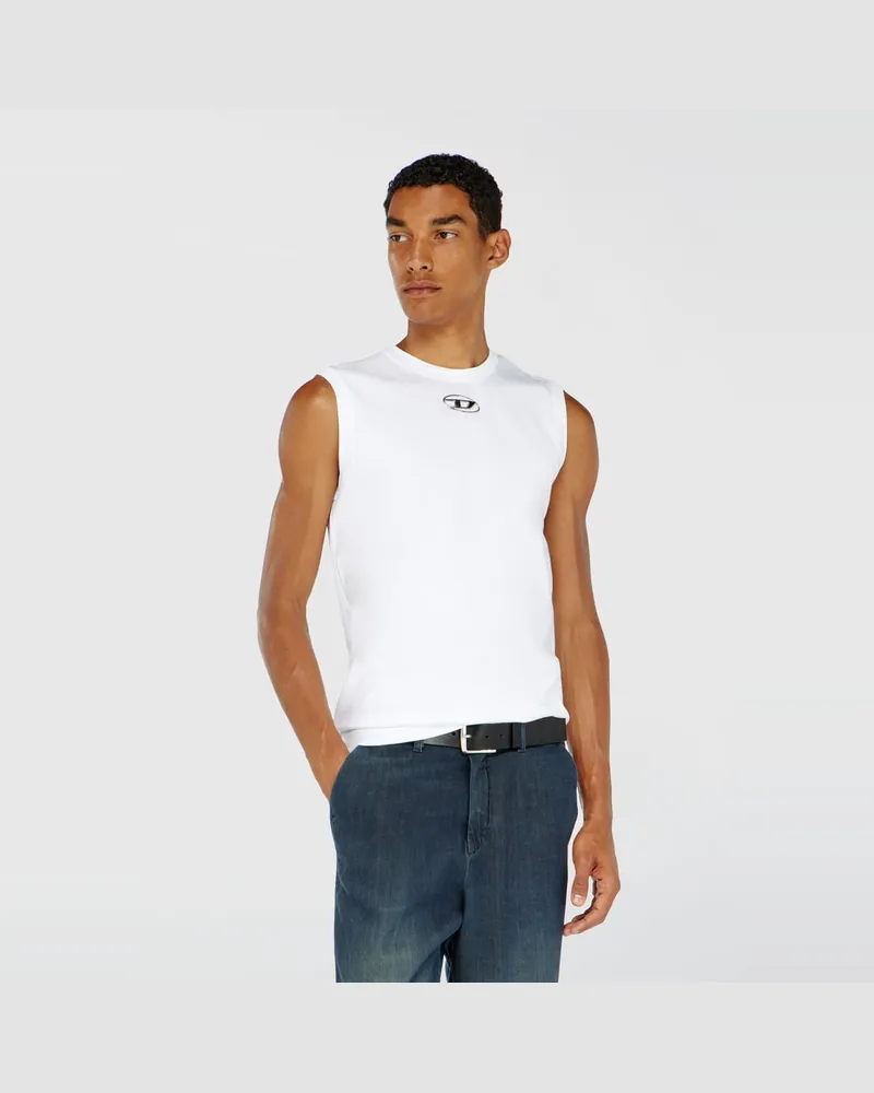 Diesel Tanktop mit Metallic-Oval D - T-Shirts - Herren - Weiss Weiss