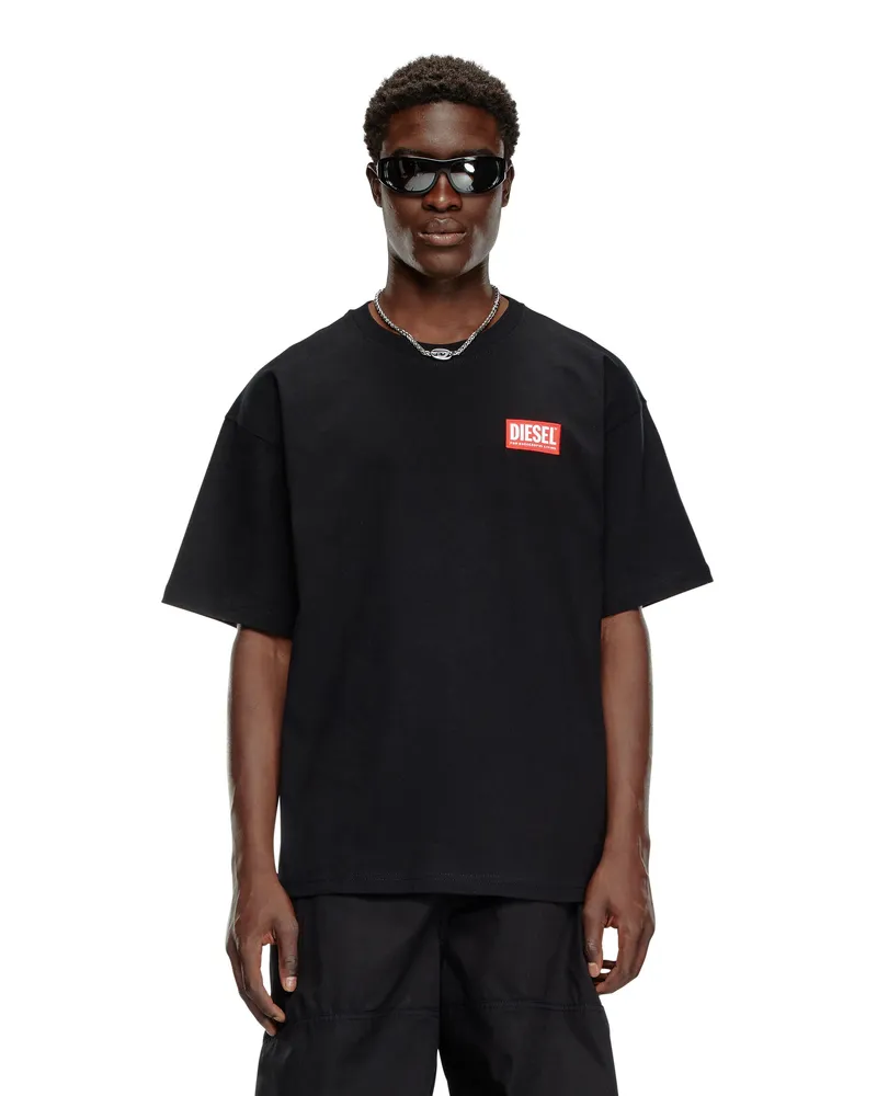 Diesel T-Shirt mit Jacquard-Logo-Patch - T-Shirts - Herren - Schwarz Schwarz