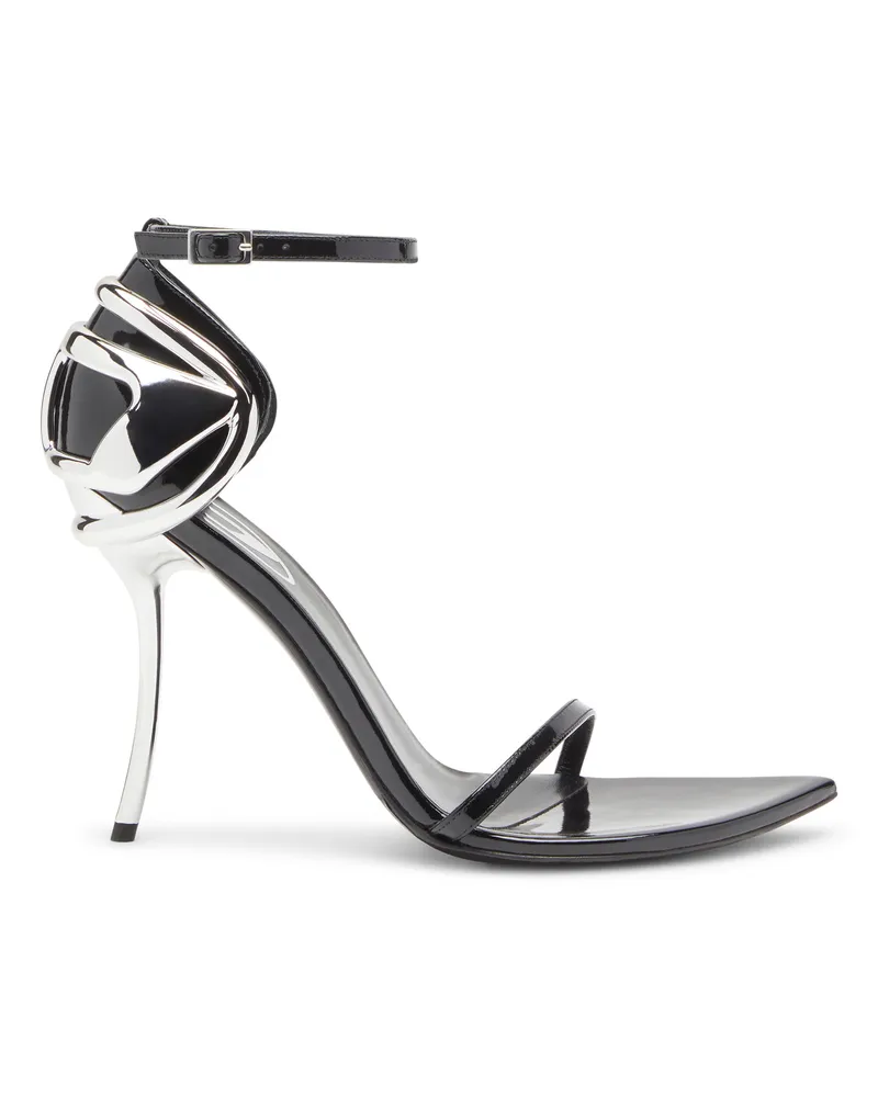Diesel D-Ten & Half-Stiletto-Sandalen aus Lackleder und Satin - Sandalen - Damen - Schwarz Schwarz