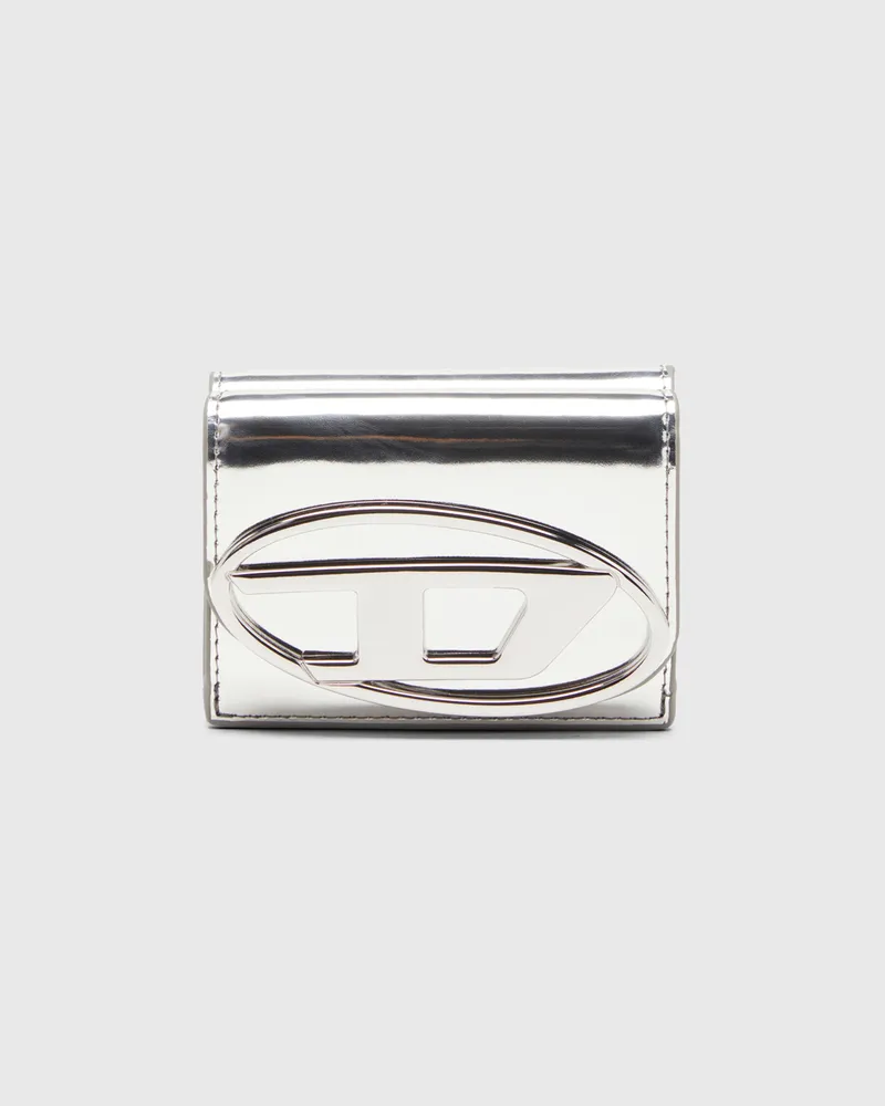 Diesel Trifold-Portemonnaie aus Hochglanz-Leder - Kleine Portemonnaies - Damen - Silber Silber