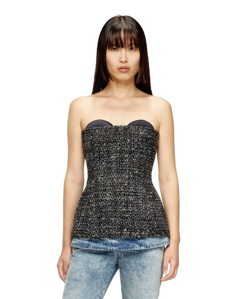 Diesel Bouclé-Korsett-Oberteil mit ultra-tiefem Schnitt - Oberteile - Damen - Schwarz Schwarz
