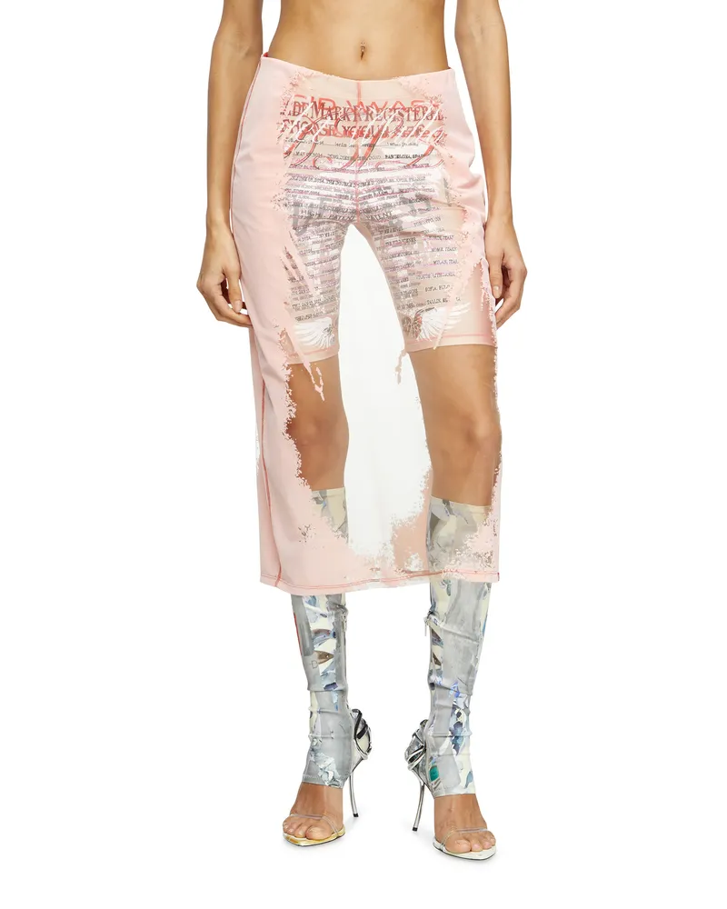Diesel Mehrlagiger Midi-Rock mit Text-Print - Röcke - Damen - Rosa Rosa