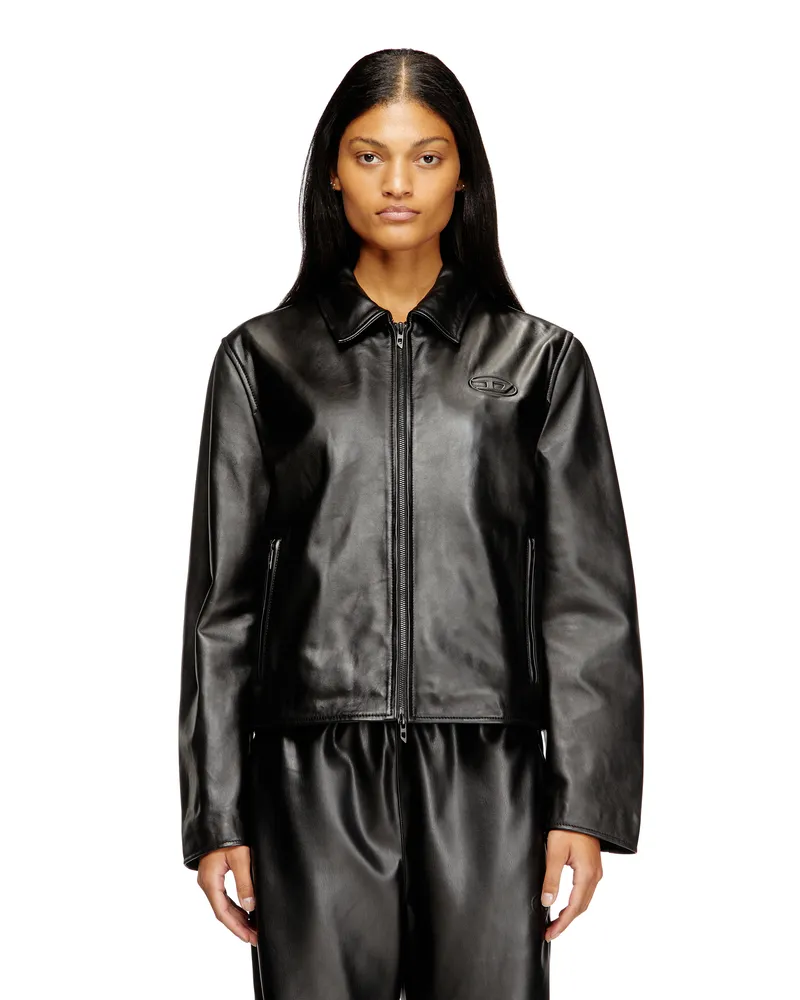 Diesel Coachjacke aus Leder - Lederjacken - Damen - Schwarz Schwarz
