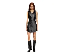 Kurzes Kleid aus Leder mit Reißverschluss - Kleider - Damen - Schwarz
