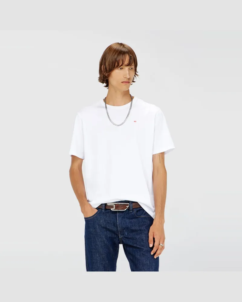 Diesel T-Shirt mit gesticktem Mikro-Logo - T-Shirts - Unisex - Weiss Weiss