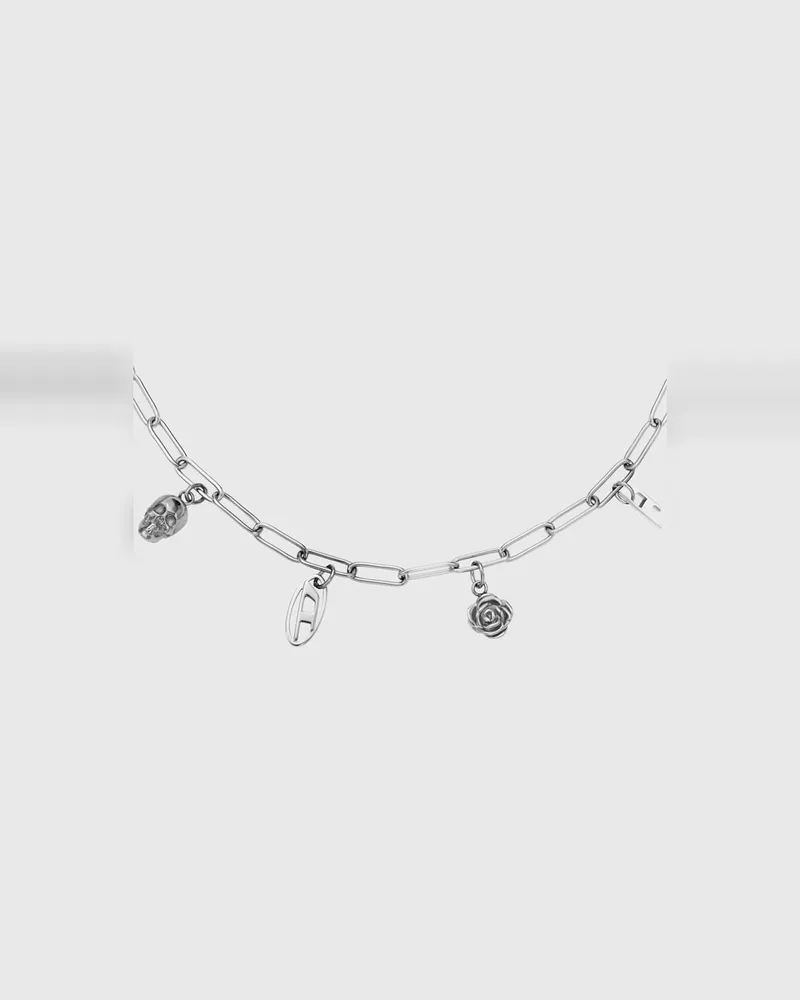 Diesel Charm-Halskette aus Edelstahl - Halsketten - Unisex - Silber Silber
