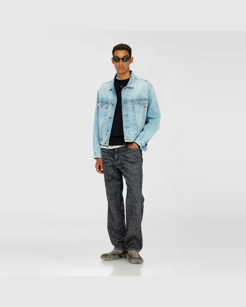 Diesel Pullover aus Wolle mit Cut-out-Logo - Strickwaren - Herren - Schwarz Schwarz
