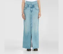 Jeans-Illusion Denim-Maxirock mit Schlitzen - Röcke - Damen - Blau