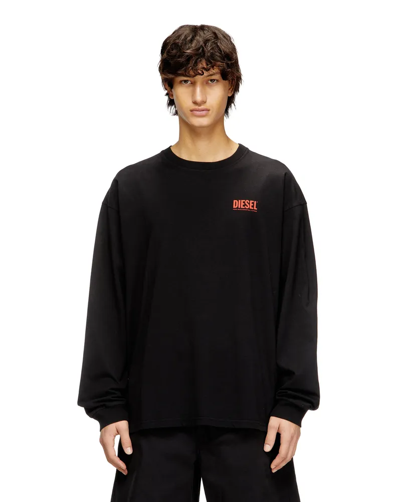 Diesel Lässig geschnittenes Langarm-T-Shirt mit Biscotto-Logo - T-Shirts - Herren - Schwarz Schwarz