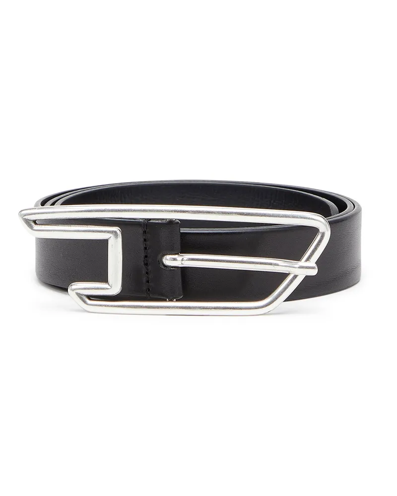 Diesel 3 cm breiter Ledergürtel mit D-Logo-Schnalle - Gürtel - Unisex - Schwarz Schwarz