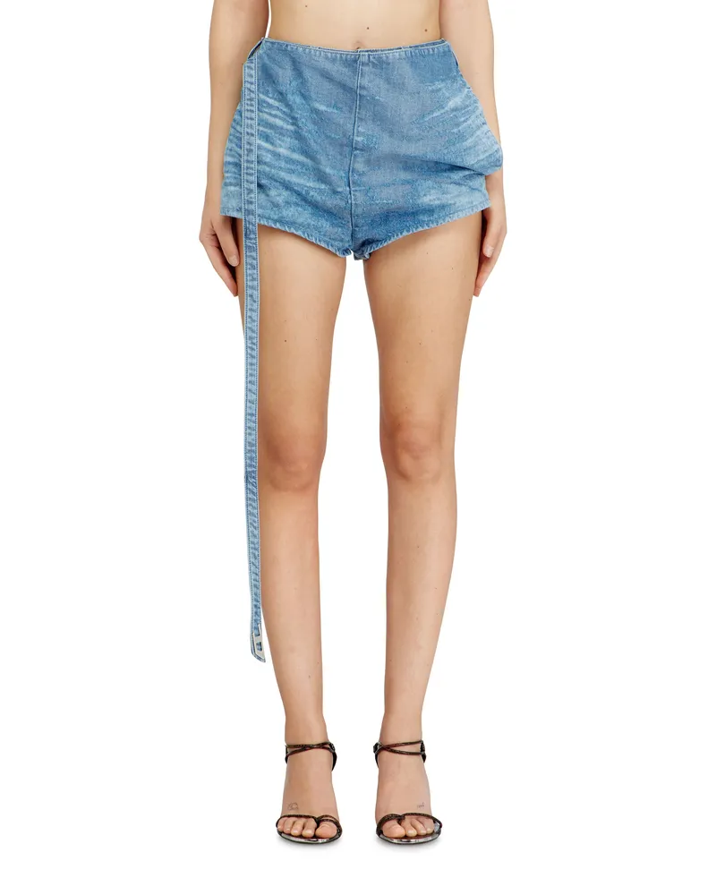 Diesel Shorts aus Satin-Denim - Kurze Hosen - Damen - Blau Blau