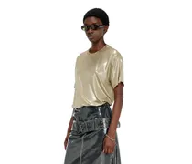 Jersey-T-Shirt mit Metallic-Finish - T-Shirts - Damen - Beige
