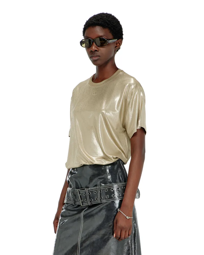 Diesel Jersey-T-Shirt mit Metallic-Finish - T-Shirts - Damen - Beige Beige