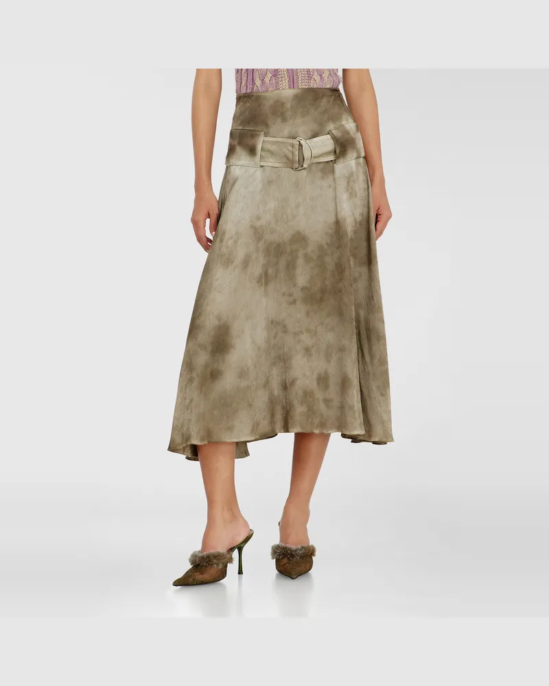 Diesel Belted Midirock aus Logo-Jacquard-Satin - Röcke - Damen - Braun Braun