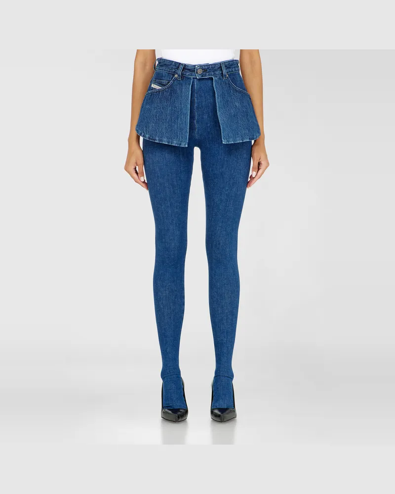 Diesel Skinny Jeans Regular Waist D-Spika, Dunkelblau, Elastischer Bund Blau
