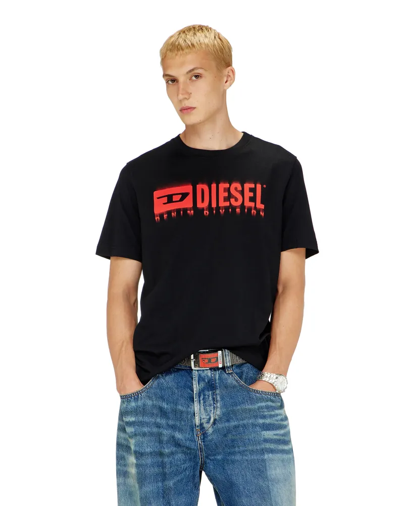 Diesel T-Shirt mit verschwommenem Diesel-Logo - T-Shirts - Herren - Schwarz Schwarz