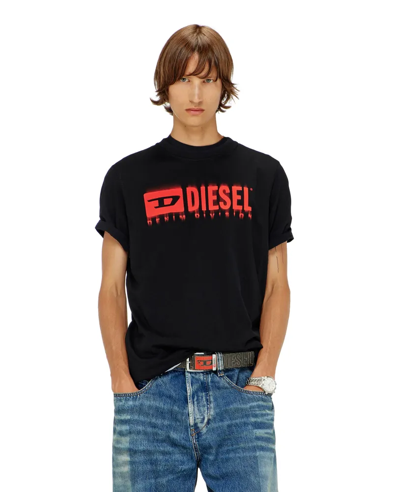 Diesel T-Shirt mit verschwommenem Diesel-Logo - T-Shirts - Herren - Schwarz Schwarz