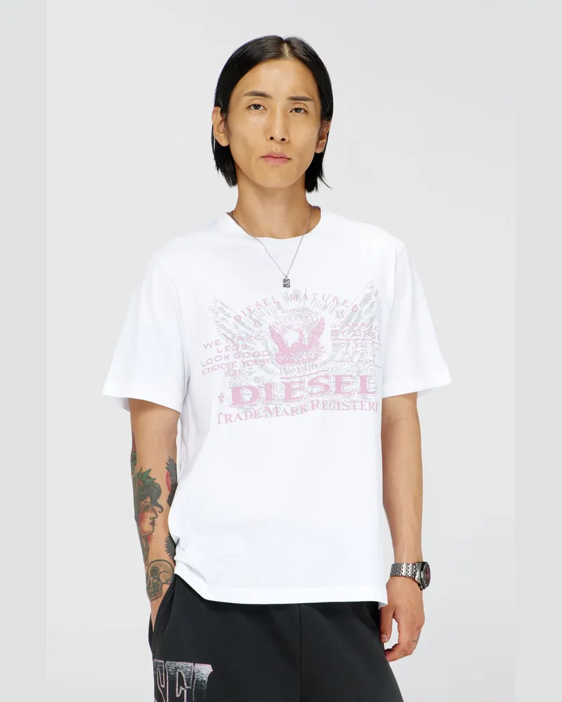 Diesel T-Shirt aus Baumwolle mit Grafikprint - T-Shirts - Herren - Weiss Weiss