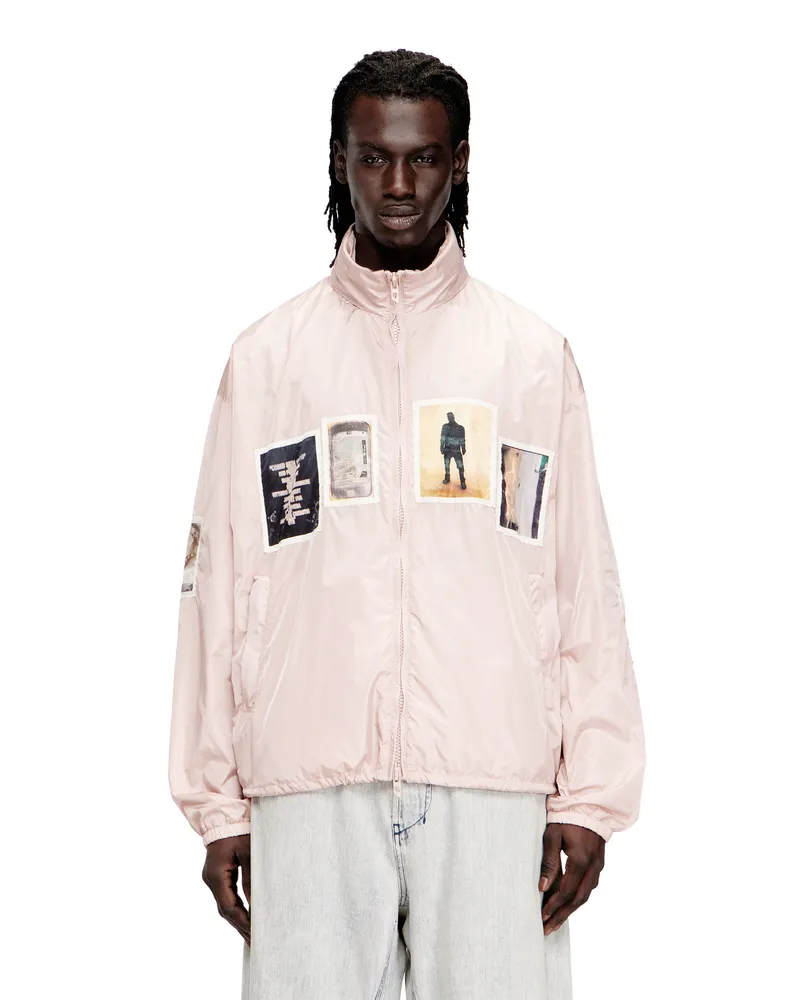 Diesel Windjacke mit grafischen Aufnähern - Jacken - Herren - Rosa Rosa