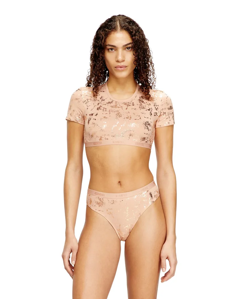 Diesel Bauchfreies T-Shirt mit Metallic-Effekt - Oberteile - Damen - Rosa Rosa