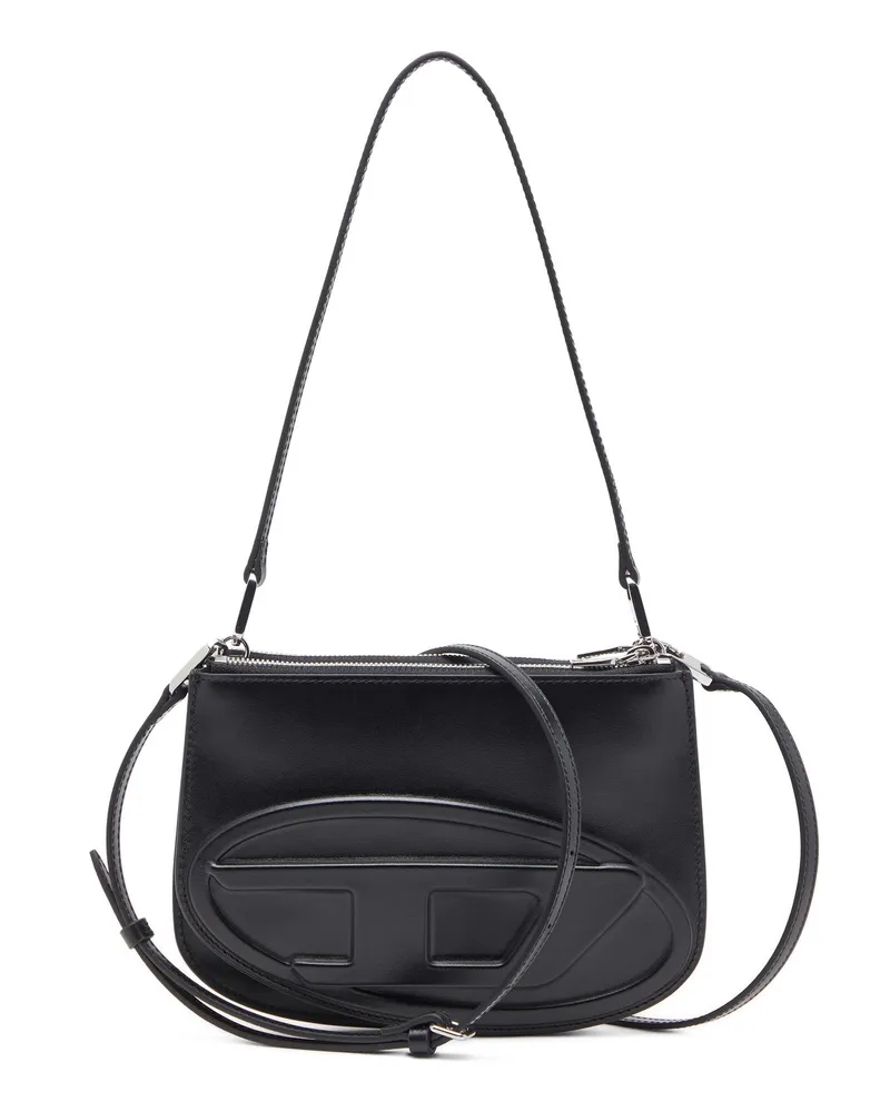 Diesel 1DR Twin-Schultertasche mit Doppelbeutel aus bedrucktem Leder - Schultertaschen - Damen - Schwarz Schwarz