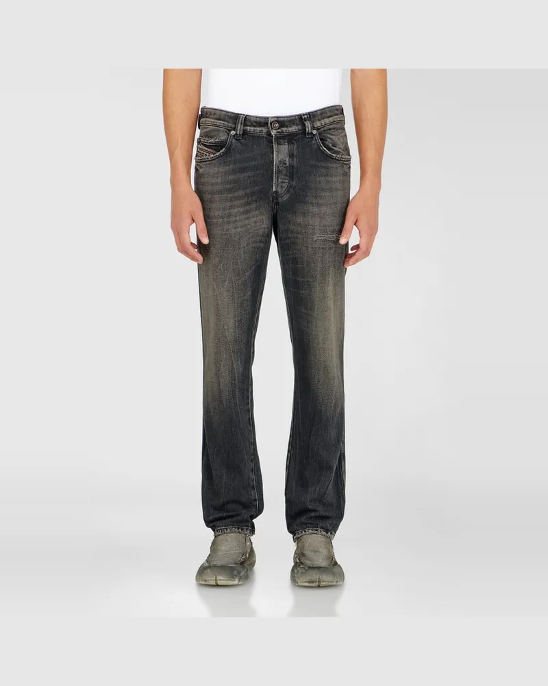 Diesel Slim Jeans Regular Waist 1993 D-Vyl, Schwarz/Dunkelgrau, Knopfverschluss Schwarz