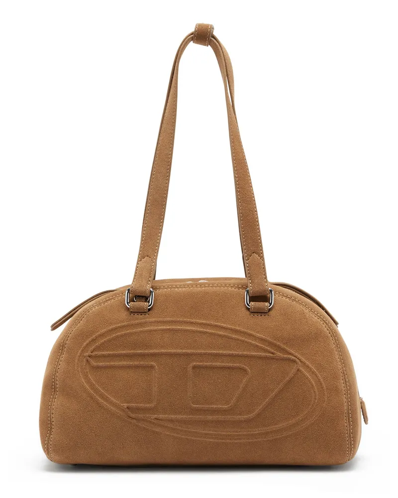 Diesel 1DR Dome-Suede Schultertasche mit Oval D Logo - Schultertaschen - Unisex - Beige Beige