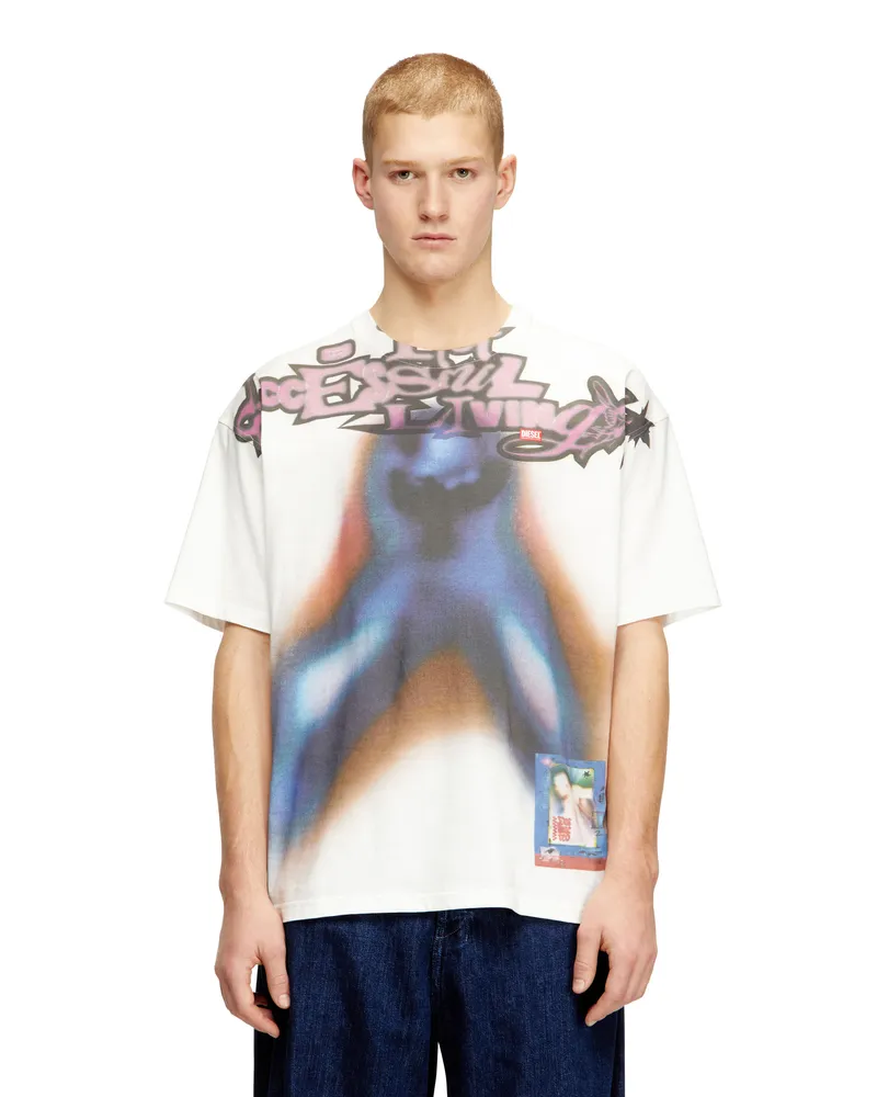 Diesel Entspannte Baumwoll-T-Shirt mit Digitaldruck - T-Shirts - Herren - Bunt Bunt