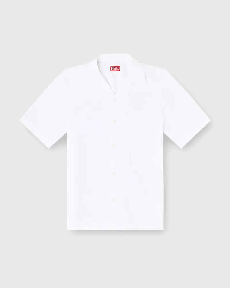 Diesel Stretch-Popeline-Hemd mit Oval-D-Stickerei - Hemden - Herren - Weiss Weiss
