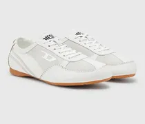 D-Mile-Flat-Sneaker aus Leder und Veloursleder - Sneakers - Damen - Weiss
