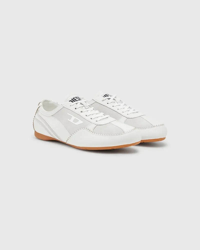 Diesel D-Mile-Flat-Sneaker aus Leder und Veloursleder - Sneakers - Damen - Weiss Weiss
