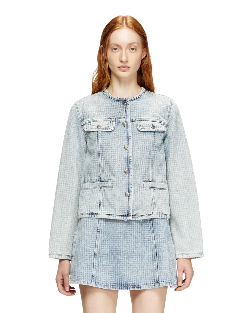 Diesel Jacke aus grafischem Denim mit Kristallen - Denim jacken - Damen - Blau Blau