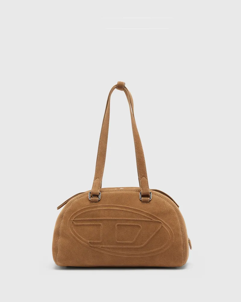 Diesel 1DR Dome-Suede Schultertasche mit Oval D Logo - Schultertaschen - Unisex - Beige Beige