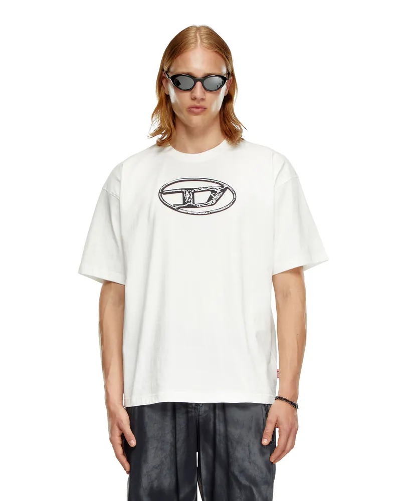 Diesel Verblasstes T-Shirt mit Oval D-Print - T-Shirts - Herren - Weiss Weiss